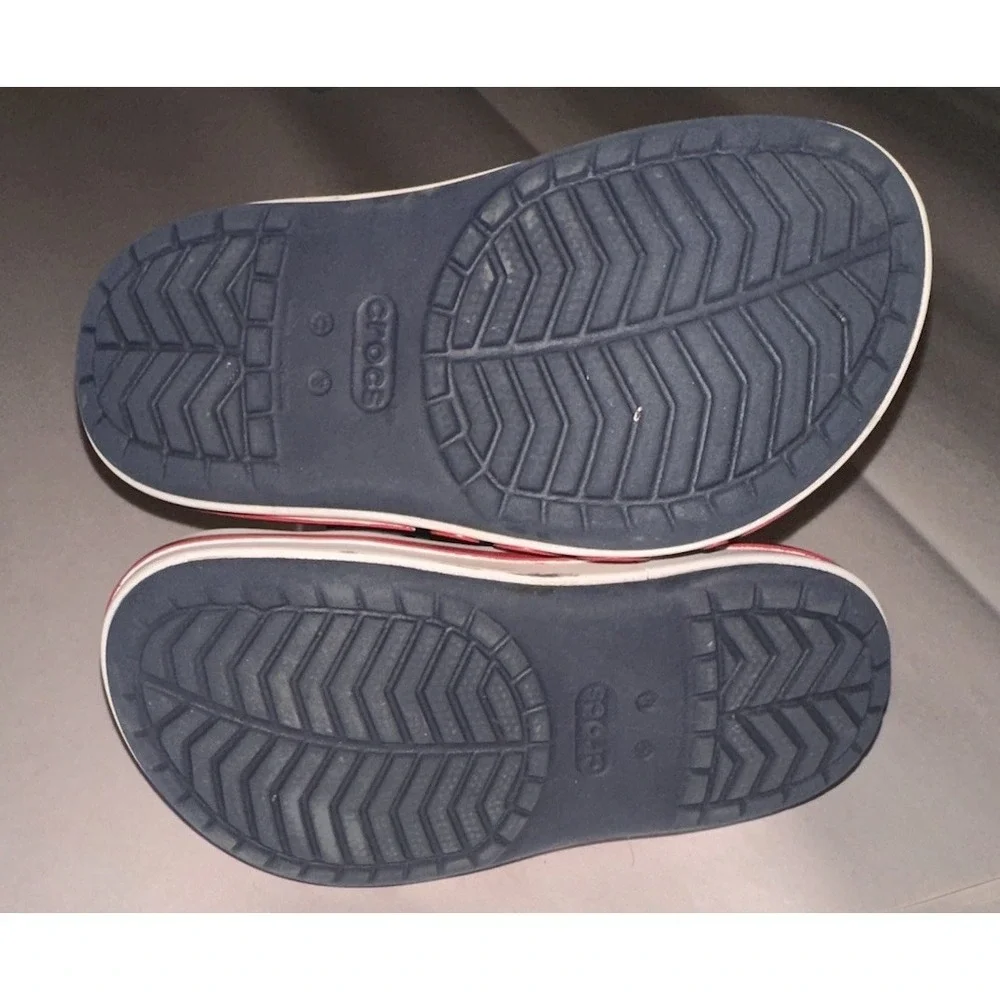 Crocs Little Boys Clogs Red White and Blue Size C8 Slip On Shoes Slip Resistant